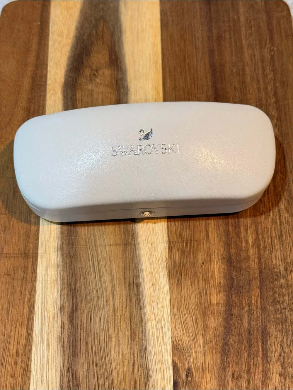 Swarovski Ivory Eyeglass Hard Case with Silver Logo